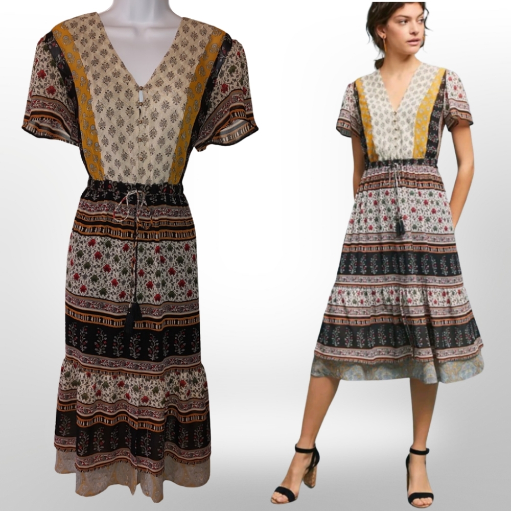 Anthropologie x One September Provencal Midi Dress, Size Small S, Yellow…
